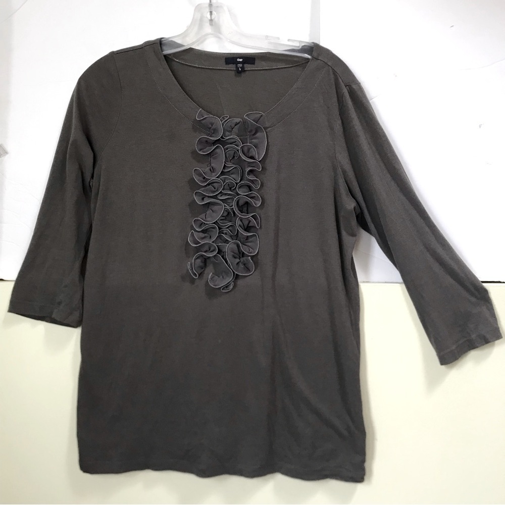 GAP Ruffle Cotton Lightweight Top Tunic Modal Crew Neck T -Shirt Casual  Large